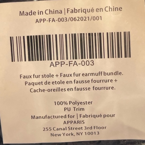 APPARIS Faux Fur Stole & Faux Fur Earmuffs Set In White/Black - Picture 12 of 12